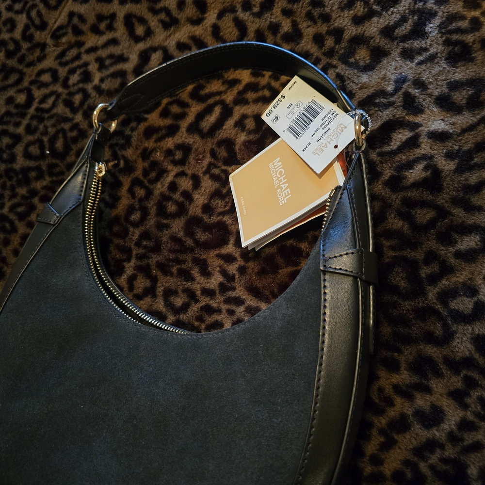 Michael Kors Elegant Preston Small Suede and Leather Bag - Picture 6 of 11